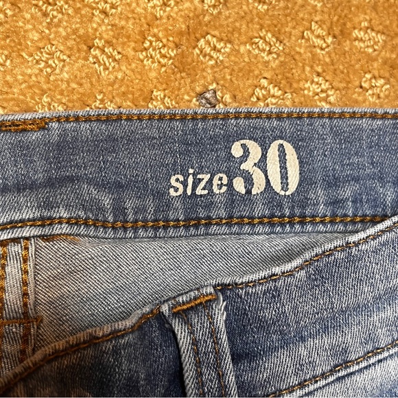 J. Crew Toothpick Skinny Jeans Women's 30 Blue Denim Low Rise Distressed Patches - Picture 8 of 11